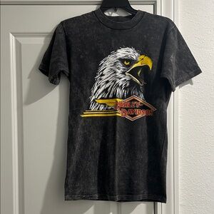 Harley-Davidson Black Tee with Eagle and Yellow Accent Graphics